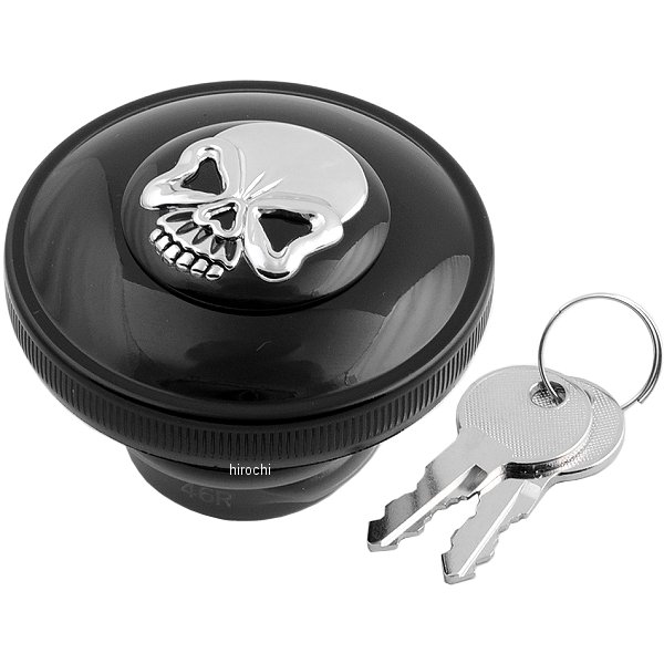 0703-0690 DRAG ガスキャップ スカル 97年以降 黒 カギ付き ベント有り