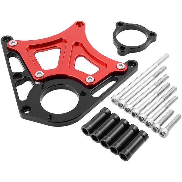 071201-26 ポッシュ POSH スプロケットカバー 08年以前 ZRX1200、ZRX1200S、ZRX1200R クラッチレリーズプレート付き 黒/赤