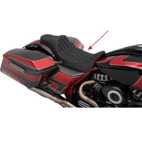 0801-1260 DRAG Specialties シート プレデター3 エクステンドリーチ ダブルダイヤモンド ハーレー ツーリング 黒