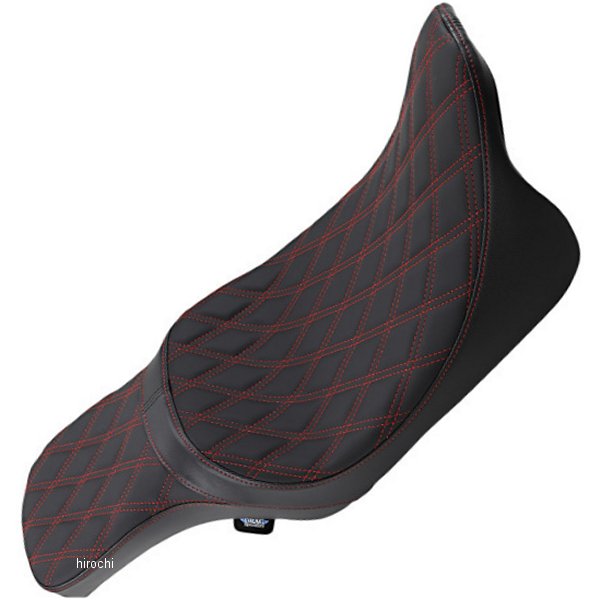 0801-1272 DRAG Specialties シート プレデター 2アップ ハーレー ツーリング ダブルダイヤモンド/赤ステッチ