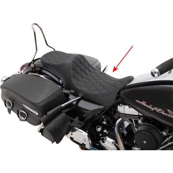 0801-1304 DRAG Specialties シート プレデター3 2アップ ハーレー ツーリング ダブルダイヤモンド/黒ステッチ