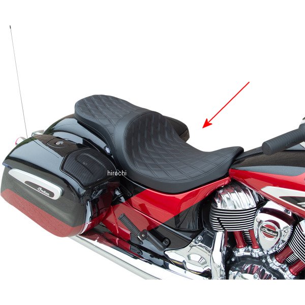0810-2259 DRAG Specialties シート ロープロファイル ツーリング ダブルダイヤモンド 14年-18年 インディアン Chief 黒ステッチ
