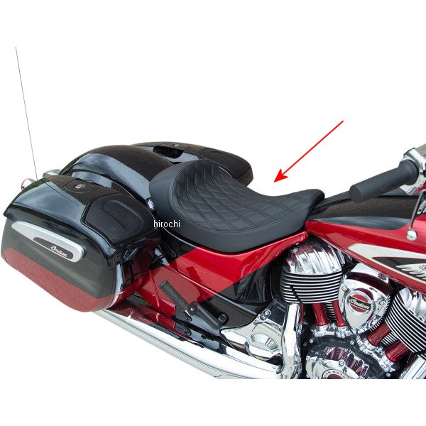 0810-2267 DRAG Specialties ドラックスペシャリティーズ シート ソロ ダブルダイヤモンド 14年-18年 インディアン Chief 黒ステッチ