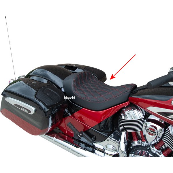 0810-2269 DRAG Specialties ドラックスペシャリティーズ シート ソロ ダブルダイヤモンド 14年-18年 インディアン Chief 赤ステッチ