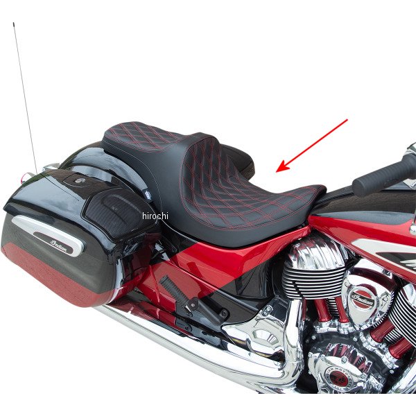 0810-2272 DRAG Specialties ドラックスペシャリティーズ シート プレデター3 フォワード ダブルダイヤモンド 赤ステッチ