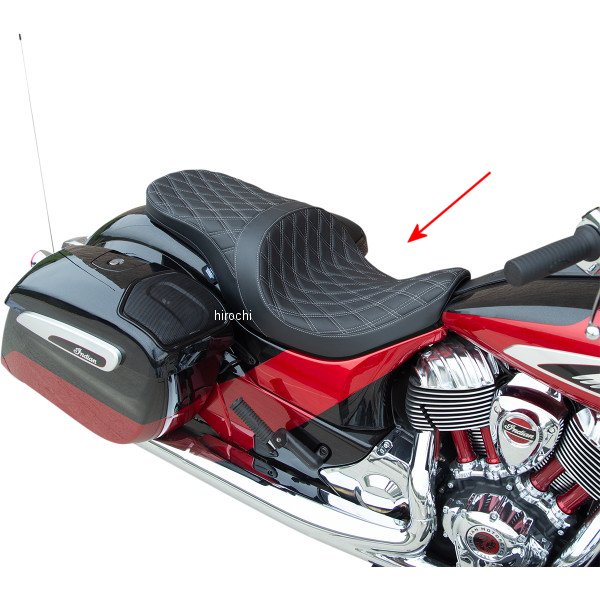 0810-2275 DRAG Specialties シート ロープロファイルツーリングシート ダブルダイヤモンド シルバーステッチ
