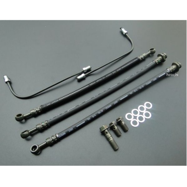 0886 ビーアールシー BRC ブレーキホース黒フルセット ダブルディスク用 上側ホース全長515mm CB400F、CB350F