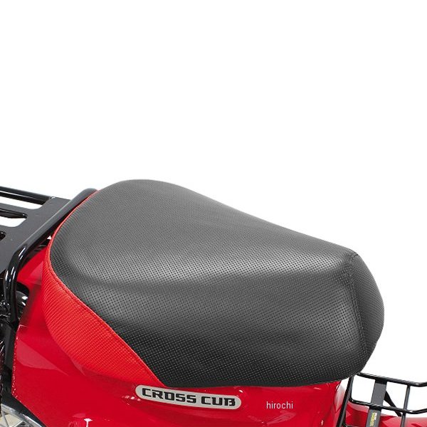 SP武川 クッションシートカバー クロスカブ50 ディンプルブラック/レッド表皮/シングルブラックステッチ