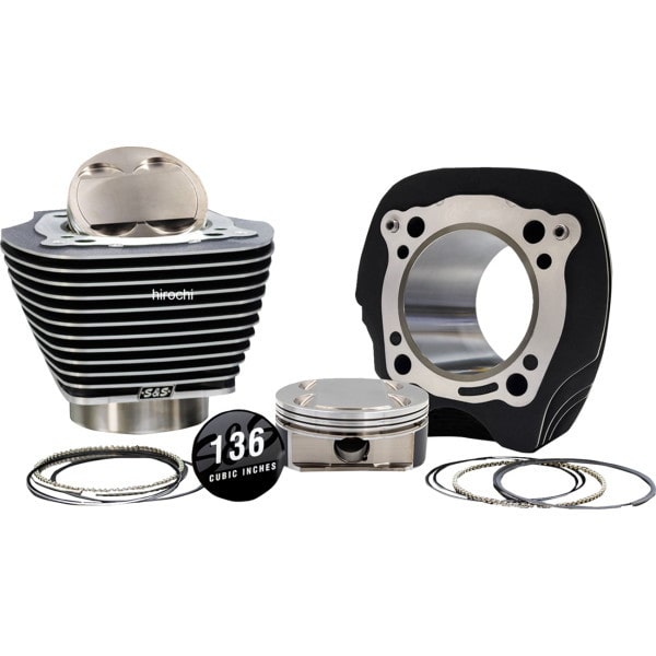 910-0909A S&Sサイクル S&S Cycle BIG BORE KIT HC 136/132 4.320"BORE BLK W/HL FINS M8 2017-25