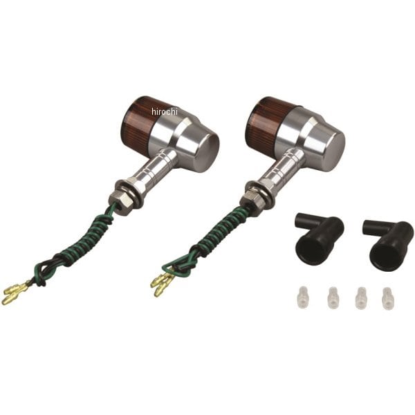 091032-L3 ポッシュ POSH アルミマシンドウインカー 汎用 スーパーバイクミニタイプ ロングステー シングル球 シルバー/オレンジ