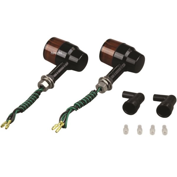 091032-L6 ポッシュ POSH アルミマシンドウインカー 汎用 スーパーバイクミニタイプ ロングステー シングル球 黒/オレンジ