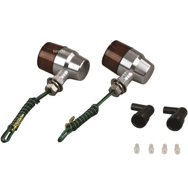 091032-N3 ポッシュ POSH アルミマシンドウインカー 汎用 スーパーバイクミニタイプ ナローショートステー シングル球 シルバー/オレンジ