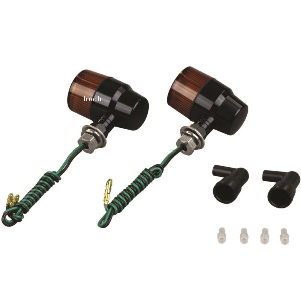 091032-N6 ポッシュ POSH アルミマシンドウインカー 汎用 スーパーバイクミニタイプ ナローショートステー シングル球 黒/オレンジ