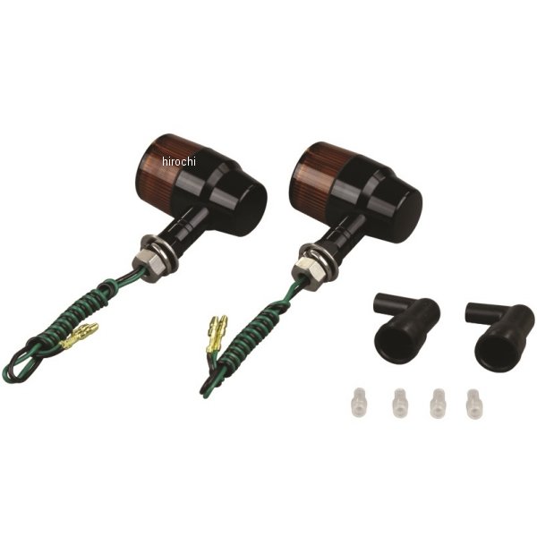 091032-S6 ポッシュ POSH アルミマシンドウインカー 汎用 スーパーバイクミニタイプ ショートステー シングル球 黒/オレンジ