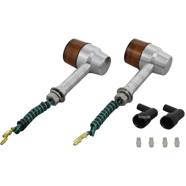 091032-W3 ポッシュ POSH アルミマシンドウインカー スーパーバイクミニ スーパーロングステー シングル球 シルバー/オレンジ