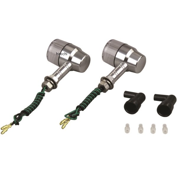 091033-L3 ポッシュ POSH アルミマシンドウインカー 汎用 スーパーバイクミニタイプ ロングステー シングル球 シルバー/クリアー