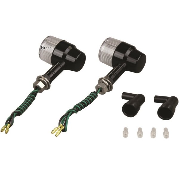 091033-L6 ポッシュ POSH アルミマシンドウインカー 汎用 スーパーバイクミニタイプ ロングステー シングル球 黒/クリアー