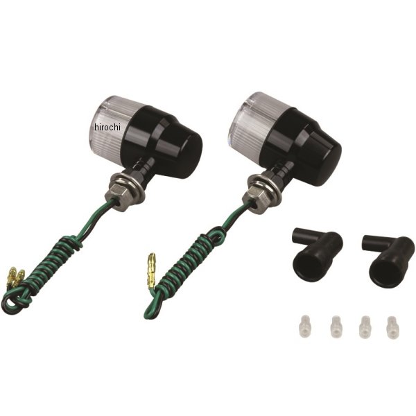 091033-N6 ポッシュ POSH アルミマシンドウインカー 汎用 スーパーバイクミニタイプ ナローショートステー シングル球 黒/クリアー