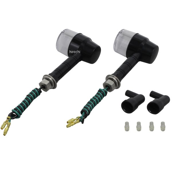 091033-W6 ポッシュ POSH アルミマシンドウインカー スーパーバイクミニ スーパーロングステー シングル球 黒/クリア