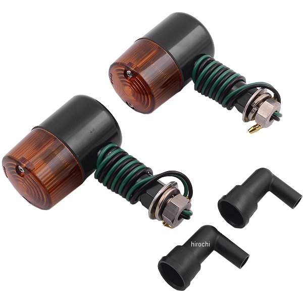 091091-L6 ポッシュ POSH アルミマシンドウインカー 汎用 71タイプ ロングステー シングル球 黒/オレンジ