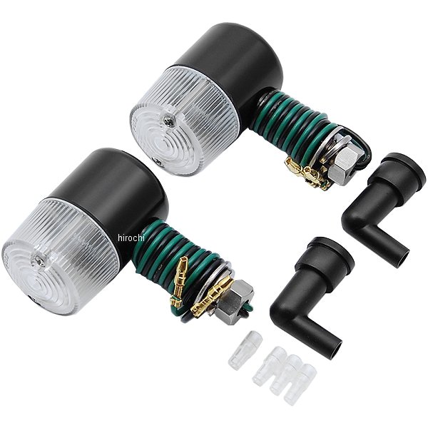 091092-S6 ポッシュ POSH アルミマシンドウインカー 汎用 71タイプ ショートステー シングル球 黒/クリアー