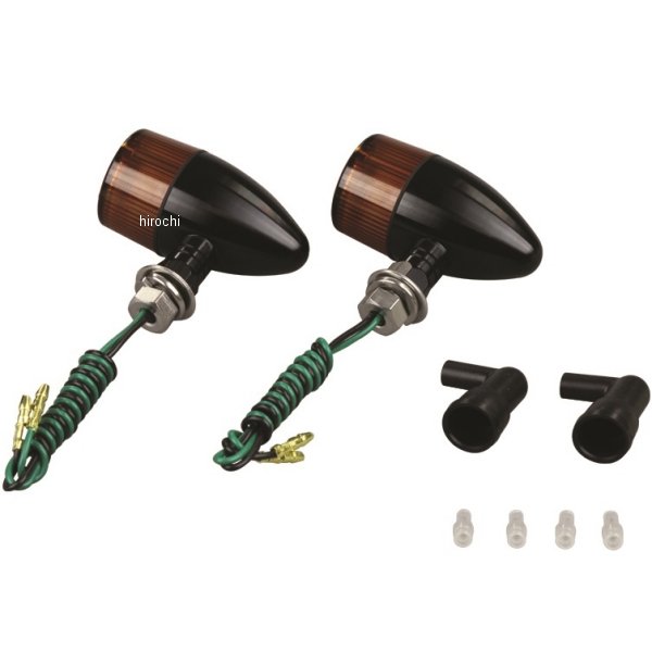 091098-N6 ポッシュ POSH アルミマシンドウインカー 汎用 砲弾タイプ ナローショートステー シングル球 黒/オレンジ