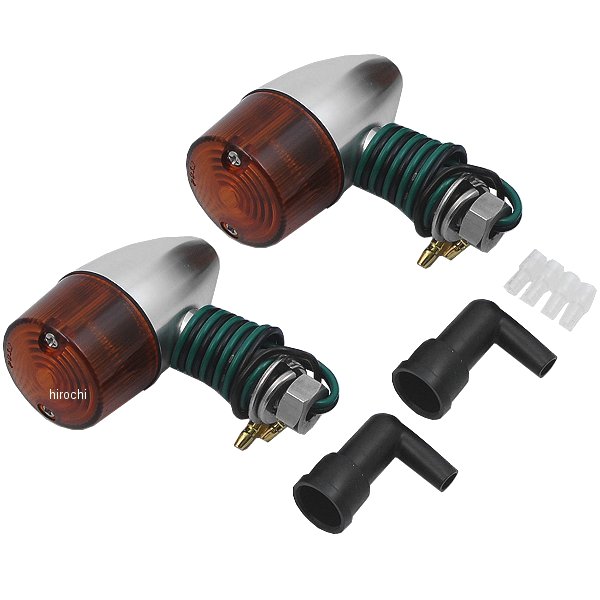 091098-S3 ポッシュ POSH アルミマシンドウインカー 汎用 砲弾タイプ ショートステー シングル球 シルバー/オレンジ