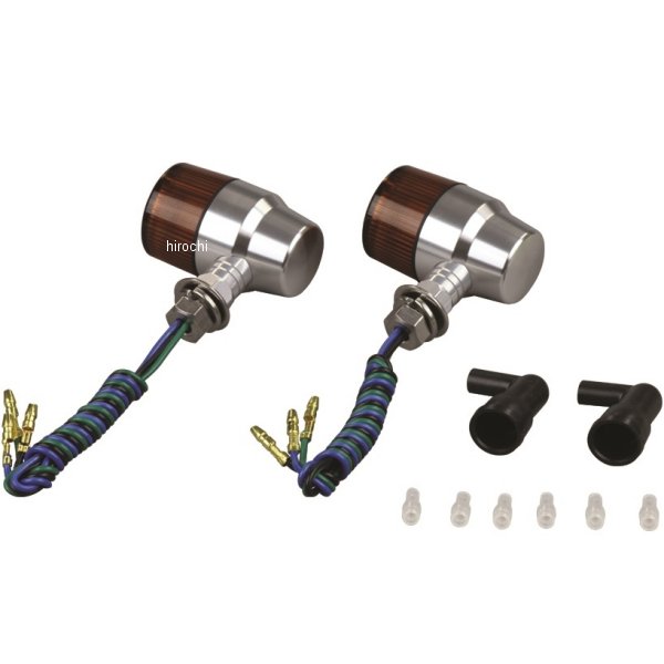 091432-N3 ポッシュ POSH アルミマシンドウインカー 汎用 スーパーバイクミニタイプ ナローショートステー ダブル球 シルバー/オレンジ