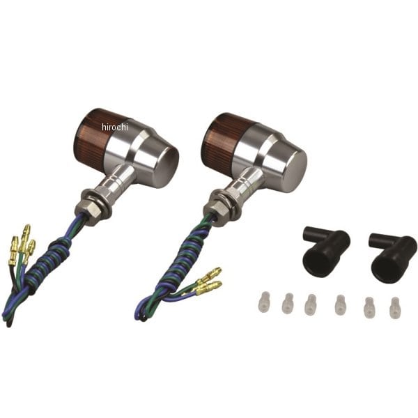 091432-S3 ポッシュ POSH アルミマシンドウインカー 汎用 スーパーバイクミニタイプ ショートステー ダブル球 シルバー/オレンジ