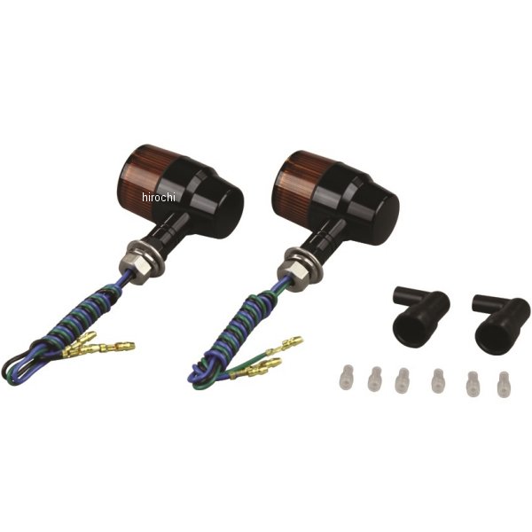 091432-S6 ポッシュ POSH アルミマシンドウインカー 汎用 スーパーバイクミニタイプ ショートステー ダブル球 黒/オレンジ