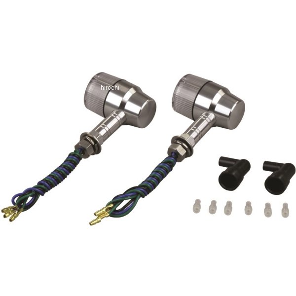 091433-L3 ポッシュ POSH アルミマシンドウインカー 汎用 スーパーバイクミニタイプ ロングステー ダブル球 シルバー/クリアー