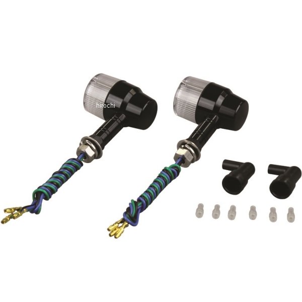 091433-L6 ポッシュ POSH アルミマシンドウインカー 汎用 スーパーバイクミニタイプ ロングステー ダブル球 黒/クリアー