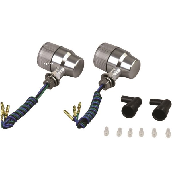 091433-N3 ポッシュ POSH アルミマシンドウインカー 汎用 スーパーバイクミニタイプ ナローショートステー ダブル球 シルバー/クリアー