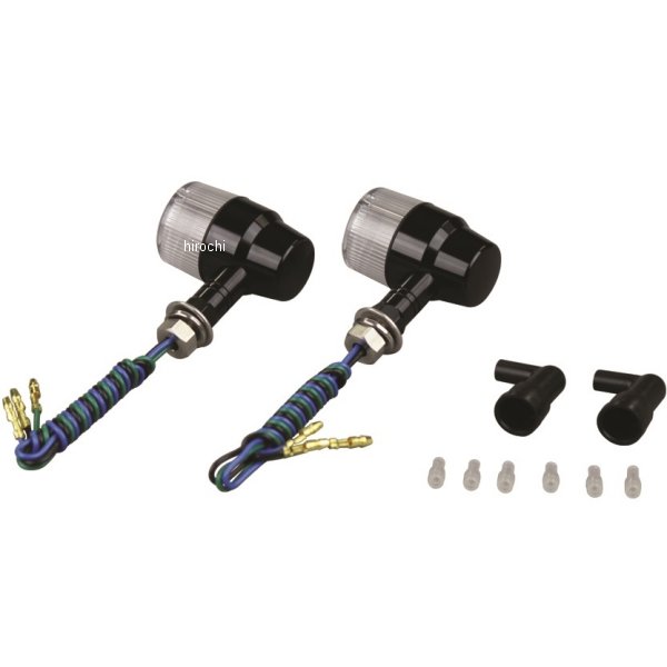 091433-S6 ポッシュ POSH アルミマシンドウインカー 汎用 スーパーバイクミニタイプ ショートステー ダブル球 黒/クリアー