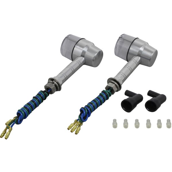 091433-W3 ポッシュ POSH アルミマシンドウインカー スーパーバイクミニ スーパーロングステー ダブル球 シルバー/クリア