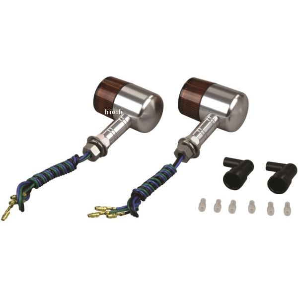 091491-L3 ポッシュ POSH アルミマシンドウインカー 汎用 71タイプ ロングステー ダブル球 シルバー/オレンジ