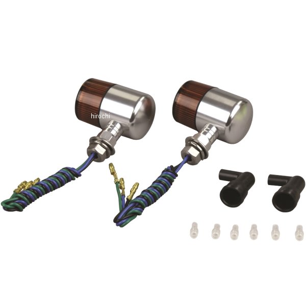 091491-N3 ポッシュ POSH アルミマシンドウインカー 汎用 71タイプ ナローショートステー ダブル球 シルバー/オレンジ