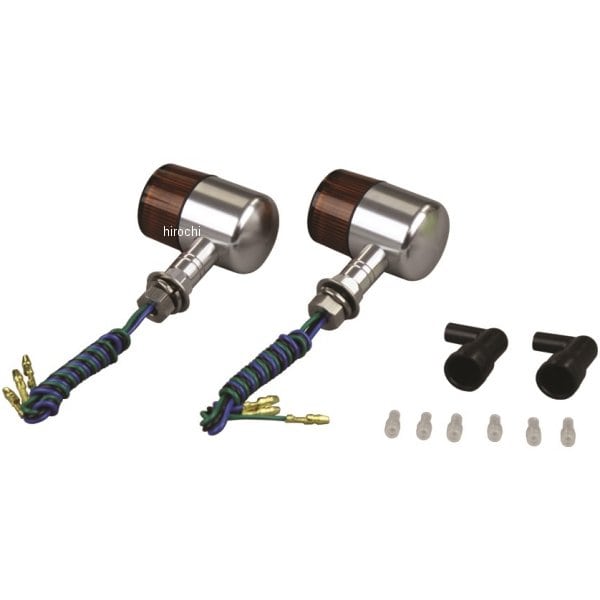 091491-S3 ポッシュ POSH アルミマシンドウインカー 汎用 71タイプ ショートステー ダブル球 シルバー/オレンジ