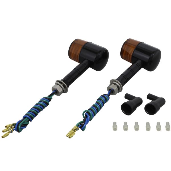 091491-W6 ポッシュ POSH アルミマシンドウインカー71 スーパーロングステー ダブル球 黒/オレンジ