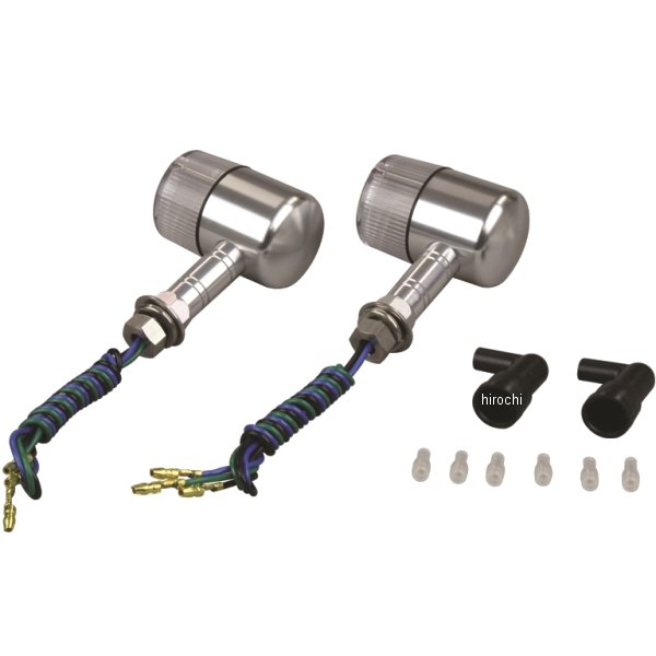 091492-L3 ポッシュ POSH アルミマシンドウインカー 汎用 71タイプ ロングステー ダブル球 シルバー/クリアー