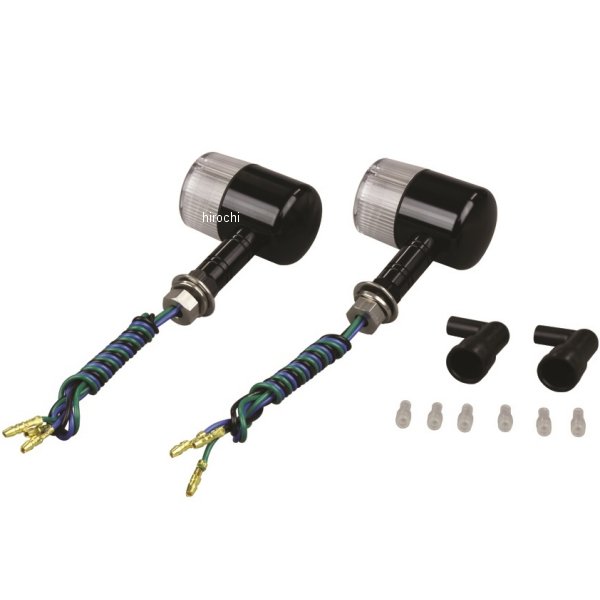 091492-L6 ポッシュ POSH アルミマシンドウインカー 汎用 71タイプ ロングステー ダブル球 黒/クリアー