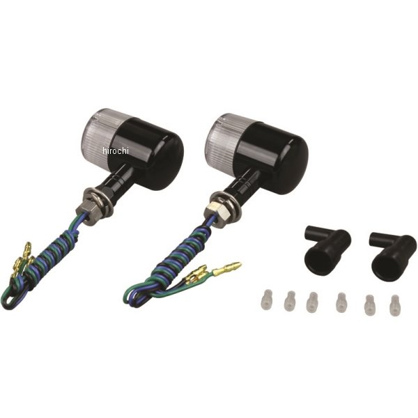 091492-S6 ポッシュ POSH アルミマシンドウインカー 汎用 71タイプ ショートステー ダブル球 黒/クリアー