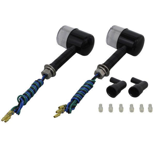 091492-W6 ポッシュ POSH アルミマシンドウインカー71 スーパーロングステー ダブル球 黒/クリア