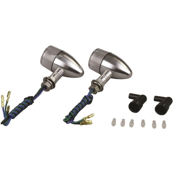 091499-S3 ポッシュ POSH アルミマシンドウインカー 汎用 砲弾タイプ ショートステー ダブル球 シルバー/クリアー