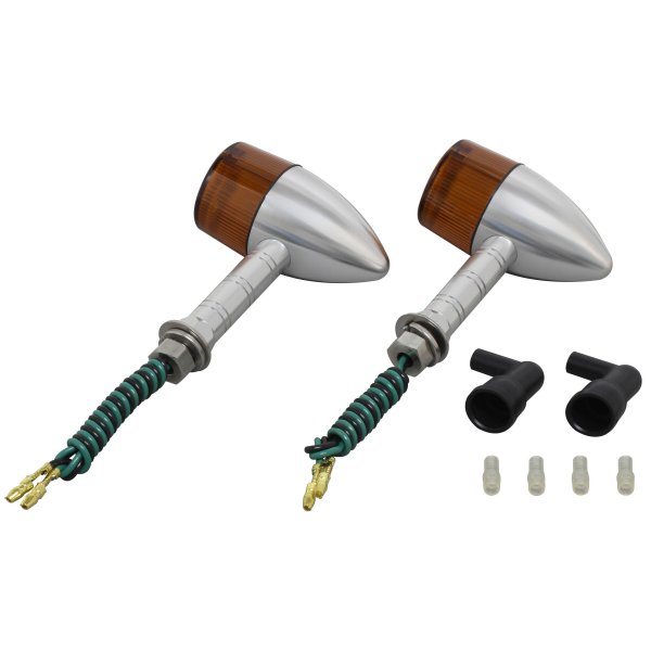 093098-W3 ポッシュ POSH ミドルマシンドウインカー砲弾タイプ スーパーロングステー シングル球 シルバー/オレンジ