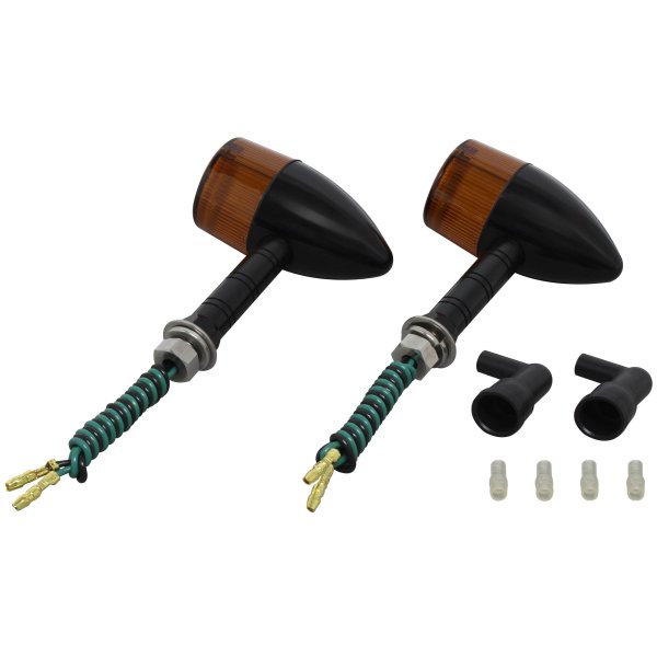 093098-W6 ポッシュ POSH ミドルマシンドウインカー砲弾タイプ スーパーロングステー シングル球 黒/オレンジ