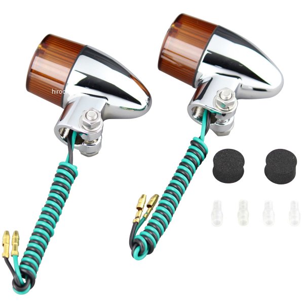 093098 ポッシュ POSH ウインカー砲弾タイプ 電球無し シングル球 メッキ/オレンジ 2個入り