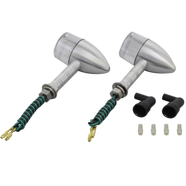 093198-W3 ポッシュ POSH ミドルマシンドウインカー砲弾タイプ スーパーロングステー シングル球 シルバー/クリア