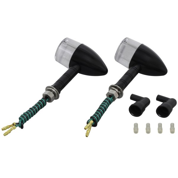 093198-W6 ポッシュ POSH ミドルマシンドウインカー砲弾タイプ スーパーロングステー シングル球 黒/クリア