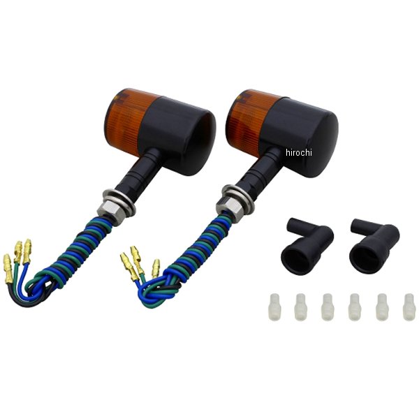 093491-26 ポッシュ POSH ミドルマシンドウインカー 71タイプ ロングステー W球 バルブ無し 黒/オレンジ